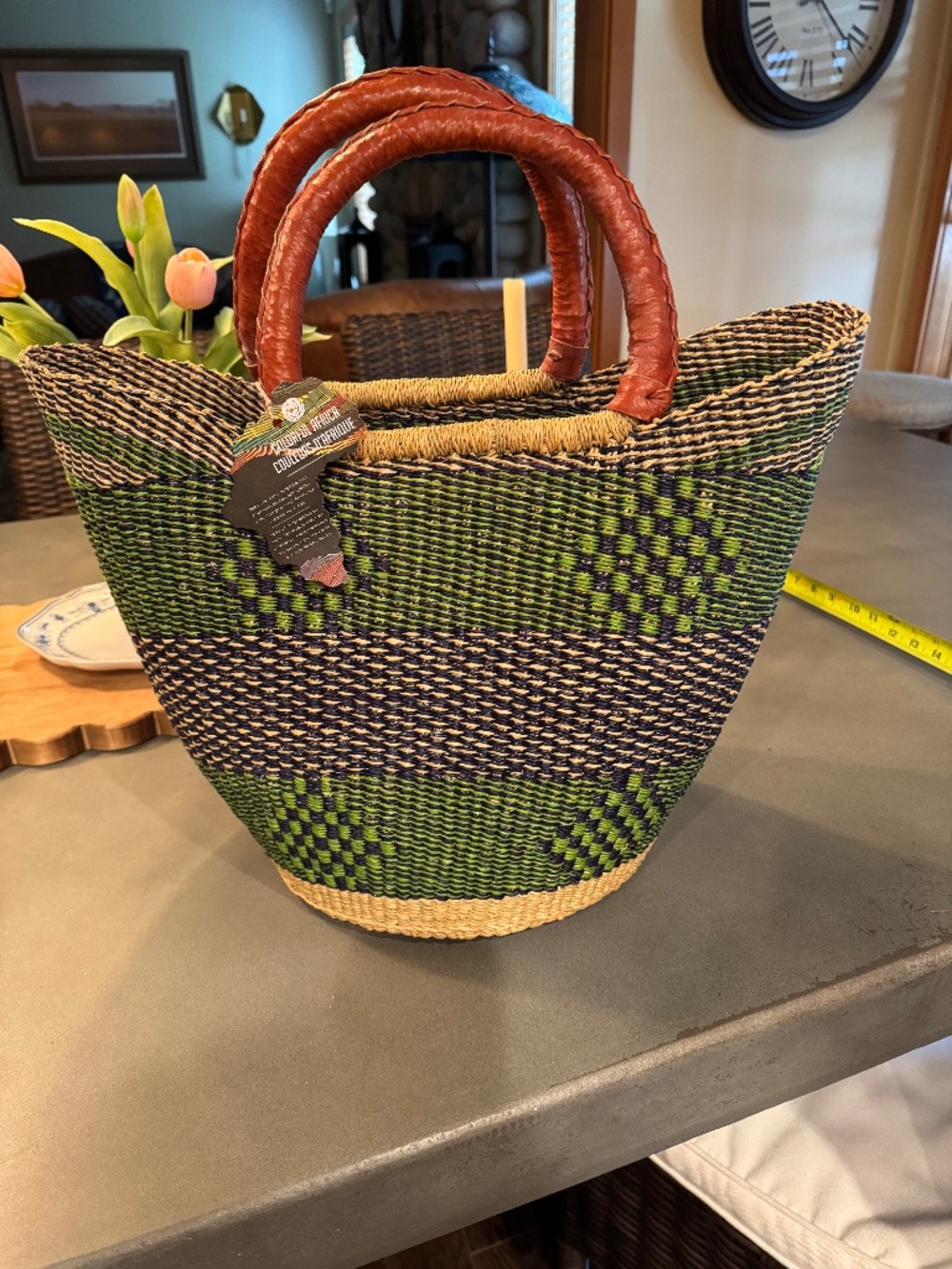 African Handmade Market Basket NWT